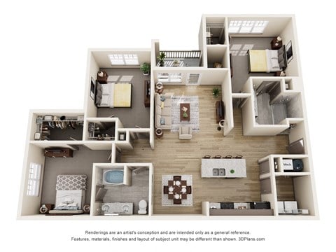 Floor plan for 3 beds, 2 baths, 1479 sqft